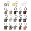 Porte-clés Porte-cartes en cuir PU avec bracelet à pompon assorti Porte-clés pour femmes Bague Accessoires de bijoux de mode Miri22