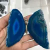 1 stks Groot-formaat Natuurlijke Blauwe Agaat Slice Butterfly Stones Quartz Home Decor Gift Groot-formaat