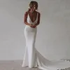 Mermaid Beach Wedding Dress 2022 Sexy Deep V-neck Backless Bride Gown Long Boho White Fashion Vestido De Noiva