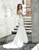 2021 Mermaid Wedding Dress Illusion Back Short Sleeve Crystal Beaded Bridal Dresses Factory Custom Made