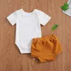 Ensembles de vêtements Born Infant Baby Girls Romper Tenues Saint Valentin Love Printing Short Blanc-Orange