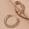 Punk Exaggerated Big Hoop Huggie For Women Party Link Chain Designer 18k Gold Plated Jewelry Alloy Fashion Earring Gift