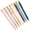 Gel Pens 1pc Cute Crystal Shining Crown Metal Ballpoint Pen Box Christmas Bag Free LOGO School Supplies Special Customize Gift