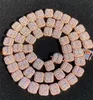 14k розовый золотой багет теннисный цепь настоящий сплошной ледяной мужской 13 мм кубические циркона камни вкус ожерелье хип-хоп ювелирные изделия 14- 24 дюйма