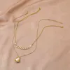 Hot Selling Mode Hoge Kwaliteit Stainls Steel Double Layer Gold Shell Pearl Pendant Chain Splicing Exquisite Gold Necklace