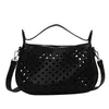 Hollow fishnet women's handbag Solid color contemporary style leather shoulder bag Summer fashion zipper women's cross body bags