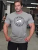 Mode Hommes T-shirt À Manches Courtes Bodybuilding Workout Élasticité Fitness Gym 100% Coton T-shirt 210629