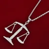 Balance Libra Scale Pendant Bling Rhinestone Crystal Men Hip Hop Necklace Punk Jewelry Street Rock9310071