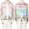 Camisa de seda estilo surf club 21ss camisa de manga larga de seda con flores degradadas onduladas6459390