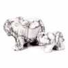 Branco turquesa rocha elefante pedestal cristal figurine animal esculpido riqueza