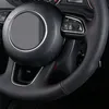 Czarna sztuczna skóra miękki diy ręcznie szyte samochodu kierownica pokrywa dla Audi Q3 2013-2018 Q5 2013-2017 Q7 2012-2015