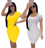 Ny sommarkvinnor miniklänning kort ärm korta kjolar bodycon vita kjolar vackra sommarkläder xl gul klänning mager förpackad höft kjol 4510