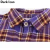 Plaid flanel koszulka z długim rękawem w kratkę męska koszula High Street Shirts Streetwear Odzież 3 Kolory 210603