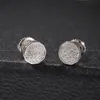 S925 Sterling prata prata hip hop micro pavimentada zircônia cúbica bling gelo out redondo brincos para mulheres homens