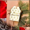 Christmas Decorations Festive & Party Supplies Home Garden 48Pcs Merry Kraft Paper Tags Diy Handmade Gift Wrap Labels Santa Claus Hang Tag O