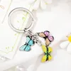 Fashion Colorful Enamel Butterfly Keychain Insects Car Key Women Bag Accessories Jewelry Gifts