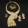 Earrings Necklace Latest Brazilian Gold Italian Design Style Exaggerated Ring Jewelry Set Banquet Holiday Gift1509800