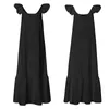 Celmia Bohemian Long Dress Women Solid Color Sexy Short Sleeve Ruffle Summer Sundress Casual Loose Beach Maxi Vestidos Robe 5XL X0521