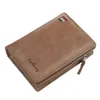 Usine en gros hommes portefeuilles simple joker vertical multi-carte court portefeuille étanche fermeture éclair pliant poche argent couleur unie en cuir mode pochette carte sac