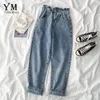 YuooMuoo haute qualité doux Vintage petit ami jean pour femmes élastique taille haute maman noir jean Harajuku Long Denim pantalon 210302