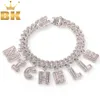 THE BLING KING Hiphop DIY Statement 12mm S-Link Miami Cuban Necklace Baguette Letter Pendant Ankle Jewelry Whole Own Style