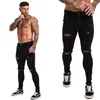 2020 Heren jeans Zwarte Skinny Ripped Jeans Elastische Taille Streetwear Heren Dropshipping Jeans Stretch Denim Broek ZM04