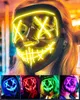 Amerikaanse voorraad Halloween Mask LED Licht op Cosplay Gloeien in het feestmasker Kostuum 3 Verlichtingsmodi Halloween Gezichtsmaskers voor Mannen Dames Kinderen