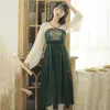 Elegant Vintage Long Sleeve Fairy Dress Chinese Style Embroidery Women Designer Midi Korean Lady Party 210604