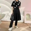 [EAM] Yüksek Elastik Bel Siyah Pileli Uzun Geniş Bacak Pantolon Yeni Gevşek Fit Pantolon Kadın Moda Gelgit İlkbahar Yaz 2021 1de0750 Q0801
