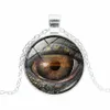 Retro Dragon eye time gemstone necklace silver bronze glass cabochon pendant necklaces for women men children fashion jewelry