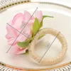 Napkin Rings Handmade Flower Faux Pink Rose Ring Serviette Buckles Holder For Table Decoration, Wedding