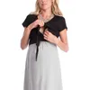 2021 Новое летние беременные женщины платье с коротким рукавом лоскутное уходное платье платье для материнского вскармливания мода беременная одежда Q0713