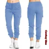 Women's Workwear Elastic Waist Cargo Scrubs Pant Multicolor Stretch Casual Lacing Drawstring High Waist Bottoms Trousers Fitness Tracksuit