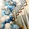 104 sztuk Snowflake Balloons Garland Arch Kit Ice Snow Queen Metal Balloon na urodziny Wedding Party Decor 211216