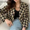 Winter Vrouw Turn Down Collar Double Breasted Minimalistische Losse Plaid Katoen Zware Tweed Jas Cardigan Jas Uitloper 210604