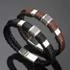 Classique en acier inoxydable tissé en cuir tressé corde emballage style spécial hommes en cuir mâle femelle bracelets bijoux cadeau Q0719