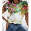 Grafisk blommigryck Streetwear Casual Short Sleeve Plus Storlek Rolig Kawaii Harajuku Tees T-shirt Sommarkläder för kvinnor 210623