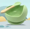 Silicone Baby Complementary Bowl Baby Tableware Shatter Resistant Bowls Spoons Sets Food-Grade Silica Gel Dishes DAJ35