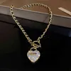 Trendy Fine 14k oro placcato oro fortunato numero 7 cuore serratura collana pendente per le donne ragazza a forma di taglio a forma di fibbia gioielli AAA Zirconia Y1217