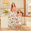 Summer Printed Vest Matching Dresses Outfits Mommy and Me 210528