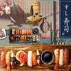 Custom Self-Adhesive Waterproof Mural Wallpaper 3D Japanese Style Sushi Restaurant Background Wall Decor Papel De Parede Sticker