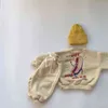 가을 겨울 아기 ​​소년과 소녀 느슨한 캐주얼 스웨터 바지 2 조각 세트 두꺼운 양털 어린이 의류 정장 211104