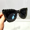 Óculos de Sol Feminino Cristal Preto Olho de Gato Vintage Luxo Óculos de Sol Para Mulher Oversize Moda Sombra Gafas UV400