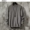 Korea Fashion Solid Sweater Men Casual O-Neck Pullover Men Slim Fit Long Sleeve White Black Mens Sweaters Knitted Pull Homme 210528