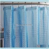 Curtains Aessories Home & Gardenhappy Tree Peva Translucence Waterproof Shower Thicken Plastic Bathroom Curtain Water Cube 3D Bath Curtain.