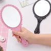 Vintage Handheld Mirror Portable Travel Personal Cosmetic Embossed Flower Hand Held Decorative Mirrors for Face Makeup