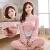 Autumn Maternity Pajamas Breastfeeding Pregnant Women Nursing Pajama Set Top Pants Sleepwear Pregnancy Nightgown Clothes 210918