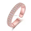 Bague en zircone cubique double deux rangées glacées en or rose bagues réglables pour femmes hommes couple fiançailles mer bijoux de mode Will et Sandy