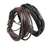 Bracelets enroulés multicouches en cuir véritable pour hommes et femmes, corde tressée noire et marron, breloques à la mode