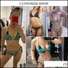 Damska Stroje kąpielowe Odzież Odzież Misswim Sexy Leopard Drukuj Swimsuit Kobiety Push Up Micro Bikinis 2021 Mujer Tassel Kostium kąpielowy 2-częściowy Wanna